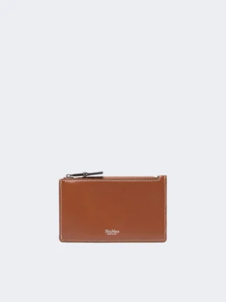 Leather card holder, amber brown