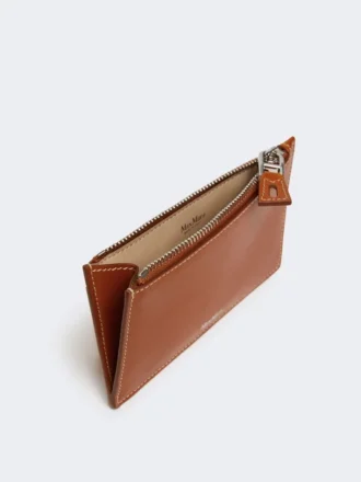 Leather card holder, rust