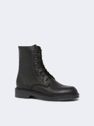 Leather combat boots, black