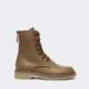 Leather combat boots, hazelnut brown
