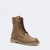 Leather combat boots, hazelnut brown