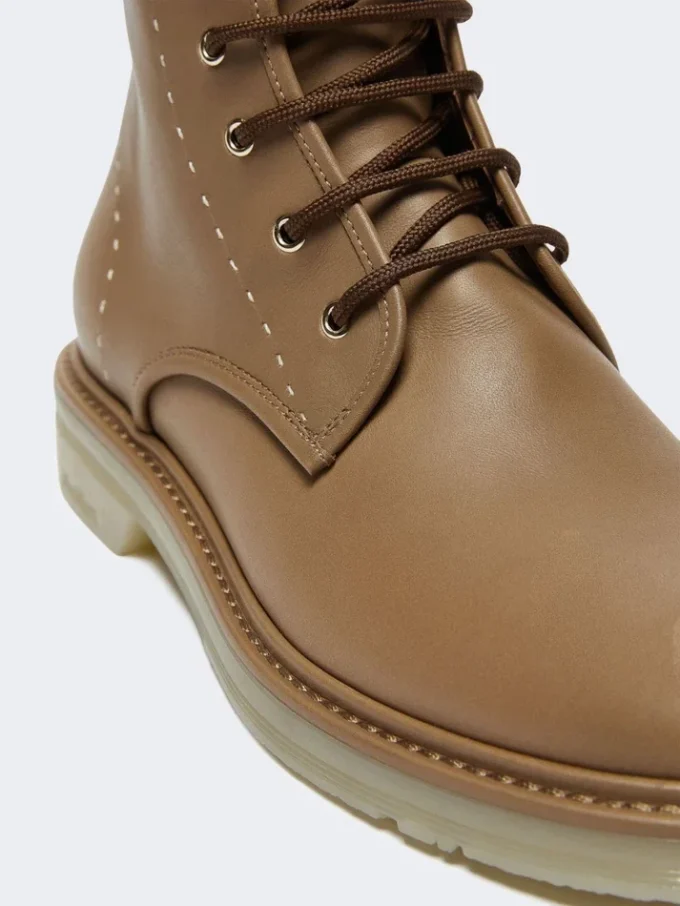 Leather combat boots, hazelnut brown