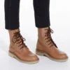 Leather combat boots, hazelnut brown