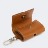 Leather earphone pouch, rust