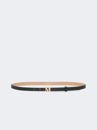 Leather monogram belt, black
