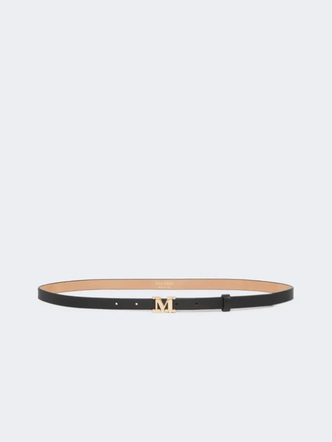 Leather monogram belt, black