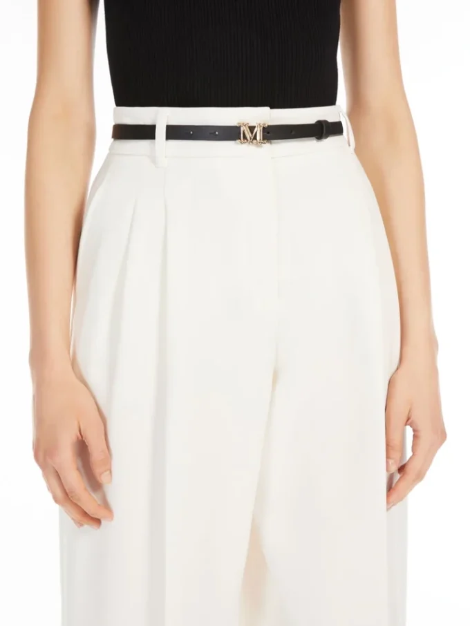 Leather monogram belt, black