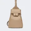 Leather, one-shoulder margaux backpack, mud