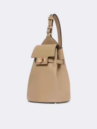 Leather, one-shoulder margaux backpack, mud