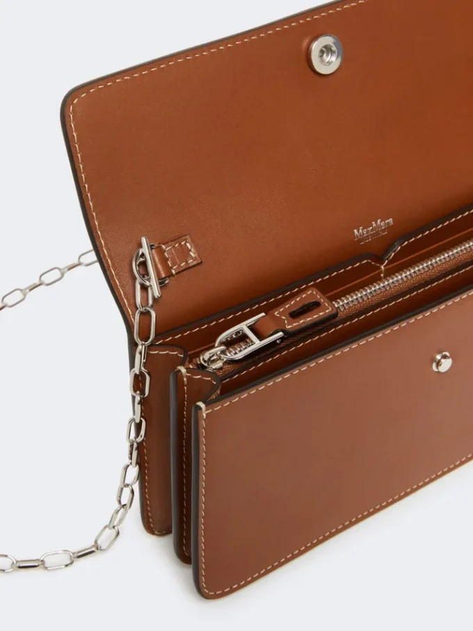 Leather phone pouch, amber brown