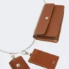 Leather phone pouch, amber brown