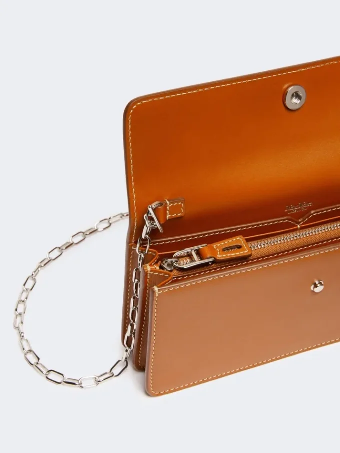 Leather phone pouch, rust