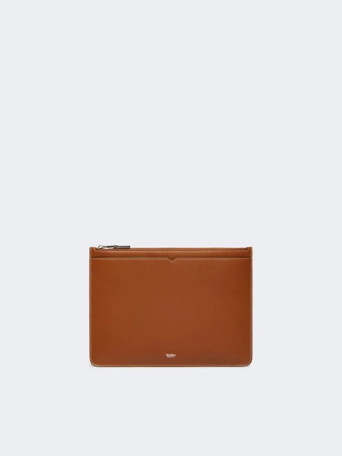 Leather tablet sleeve, amber brown