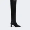 Leather thigh-high boots, black