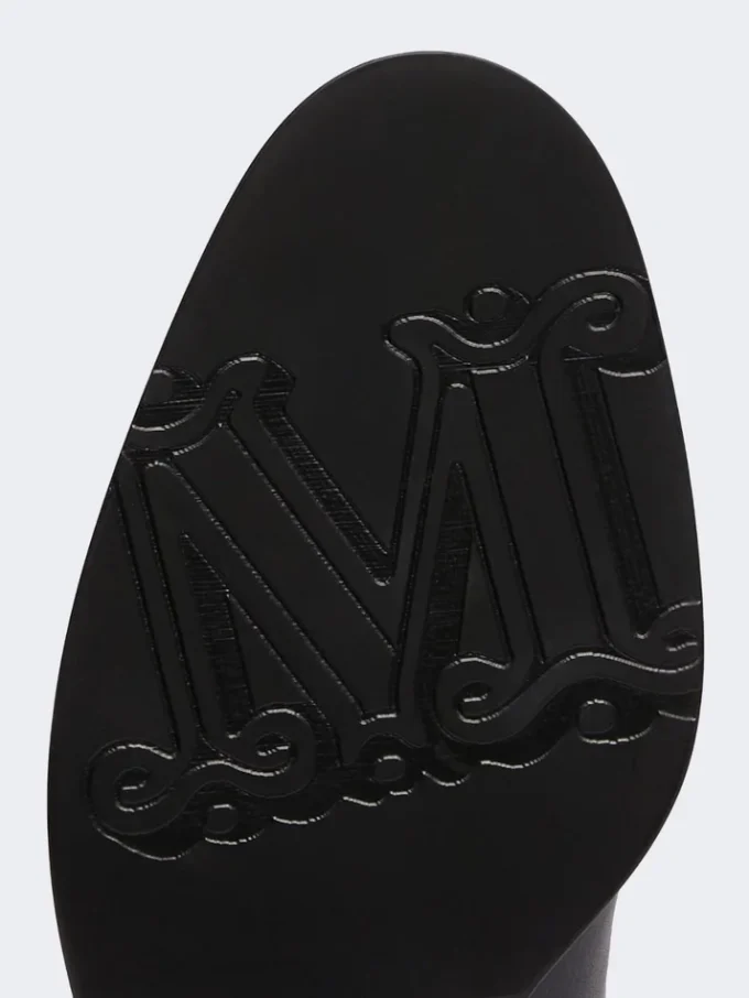 Leather thigh-high boots, black