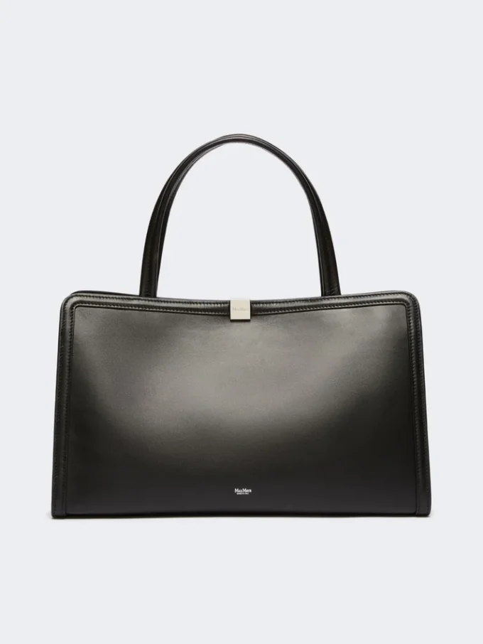 Leather tote bag, black