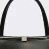 Leather tote bag, black