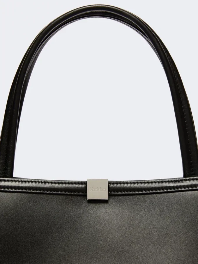 Leather tote bag, black