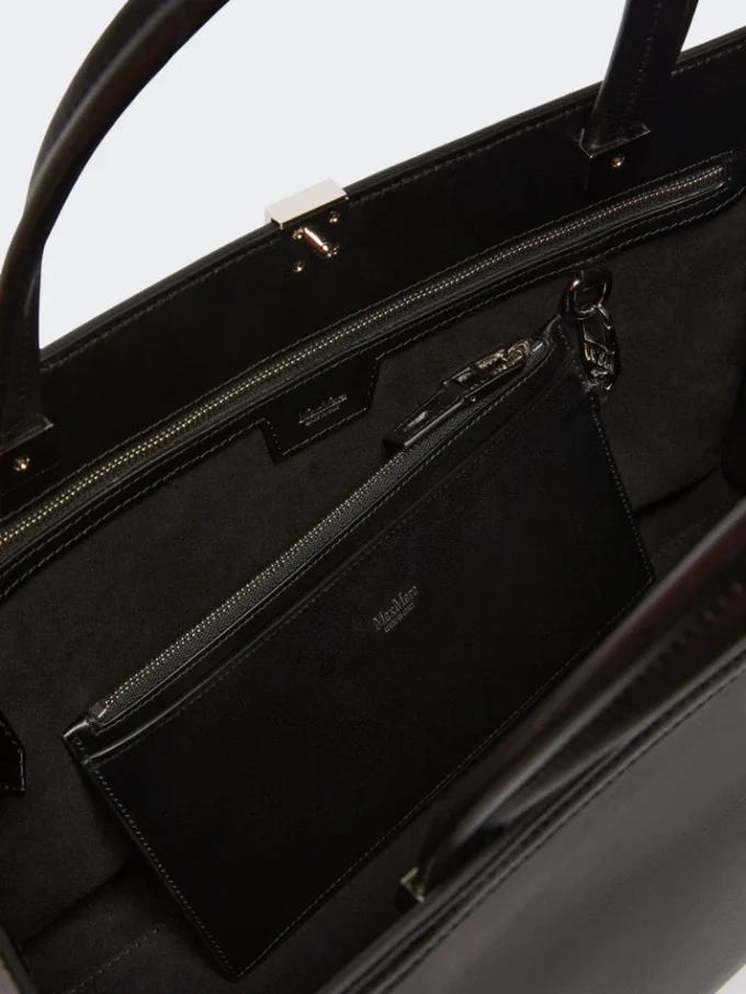 Leather tote bag, black