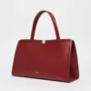 Leather tote bag, bordeaux