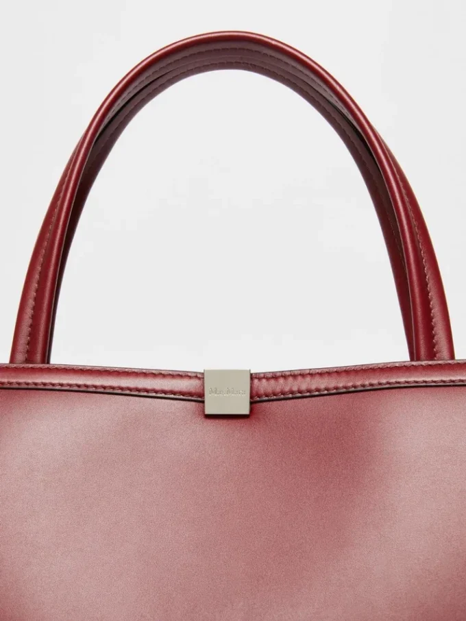 Leather tote bag, bordeaux