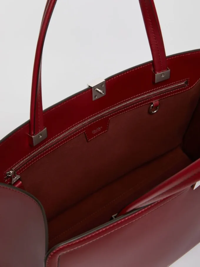 Leather tote bag, bordeaux