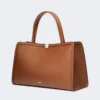 Leather tote bag, tobacco