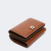 Leather tri-fold purse, amber brown