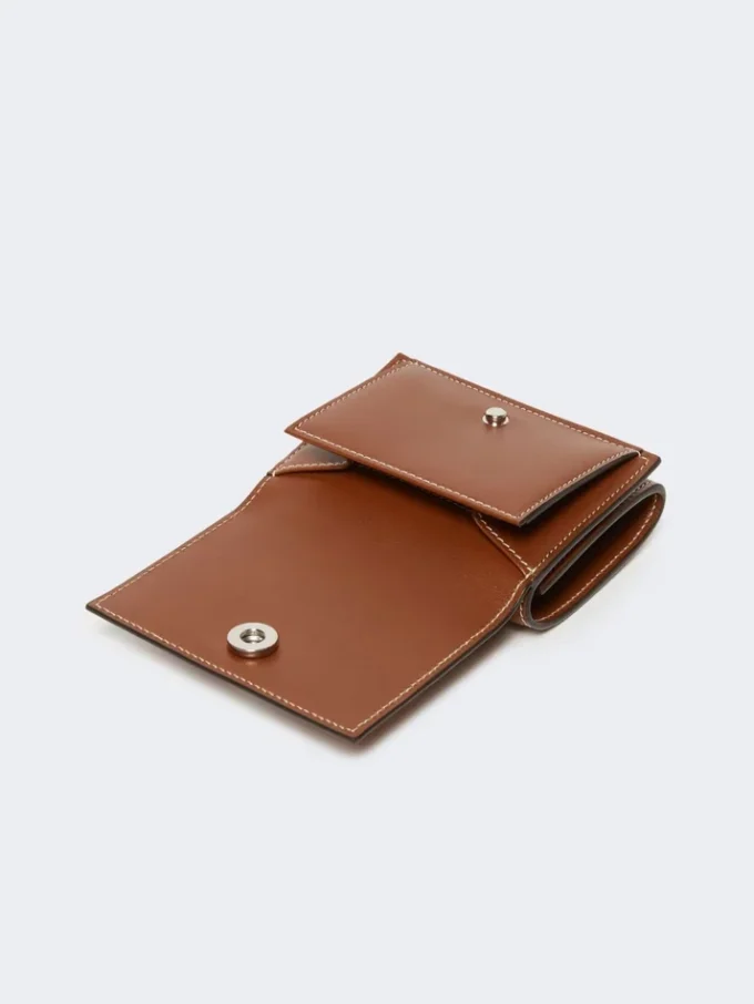 Leather tri-fold purse, amber brown