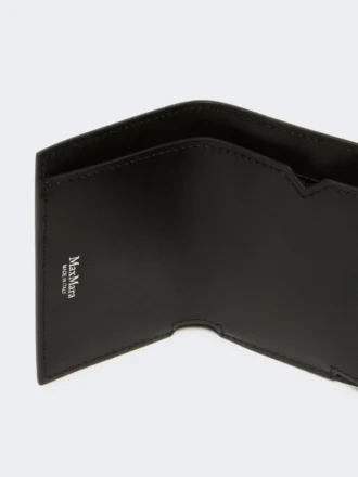 Leather tri-fold purse, black