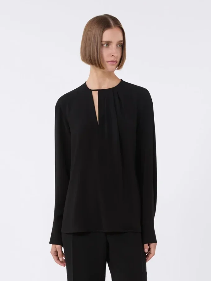 Lightweight cady blouse, black Lightweight cady blouse, black