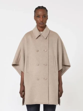 Lightweight cashmere broadcloth cape, tawny bronze brown