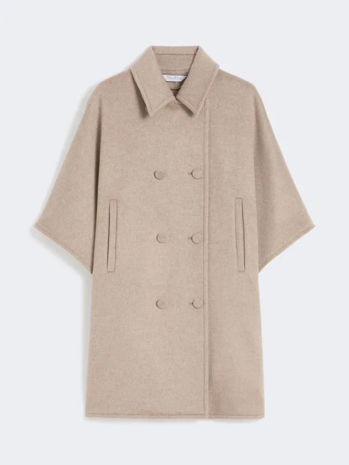 Lightweight cashmere broadcloth cape, tawny bronze brown