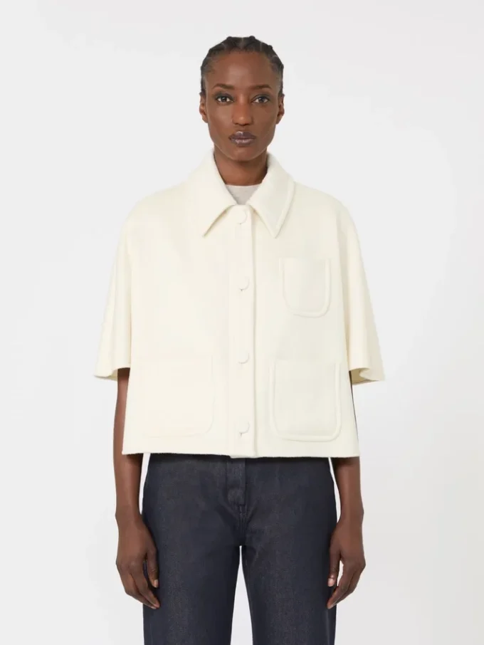 Lightweight cashmere cape, white