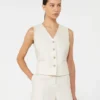 Linen and cable-knit gilet, beige
