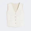 Linen and cable-knit gilet, beige