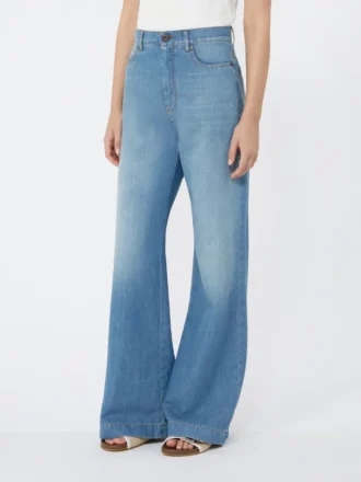 Linen and cotton denim jeans, navy
