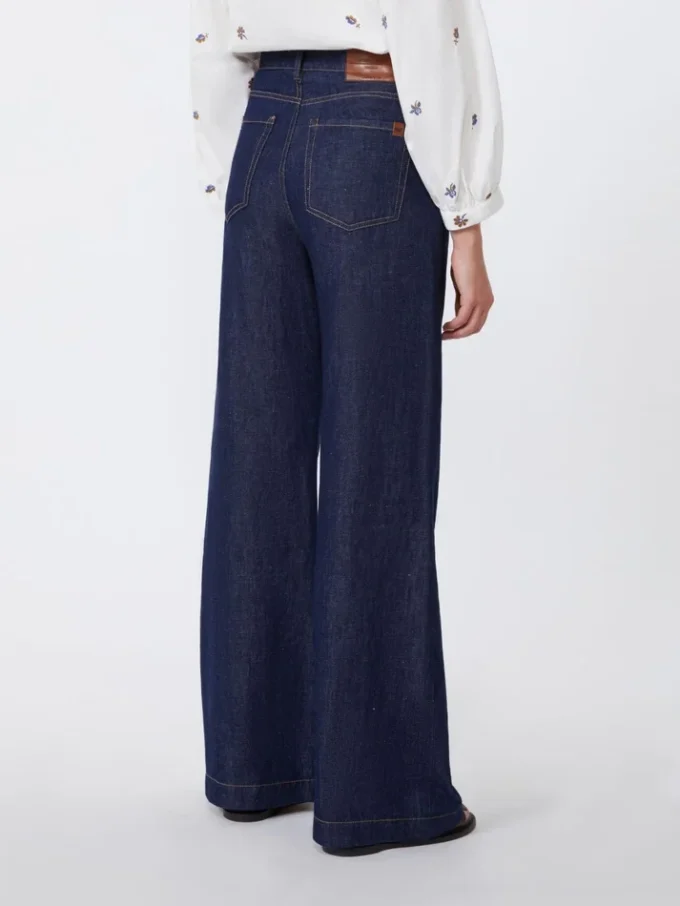 Linen and cotton denim jeans, navy
