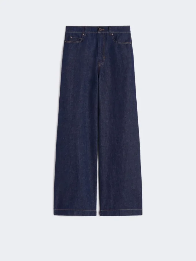Linen and cotton denim jeans, navy