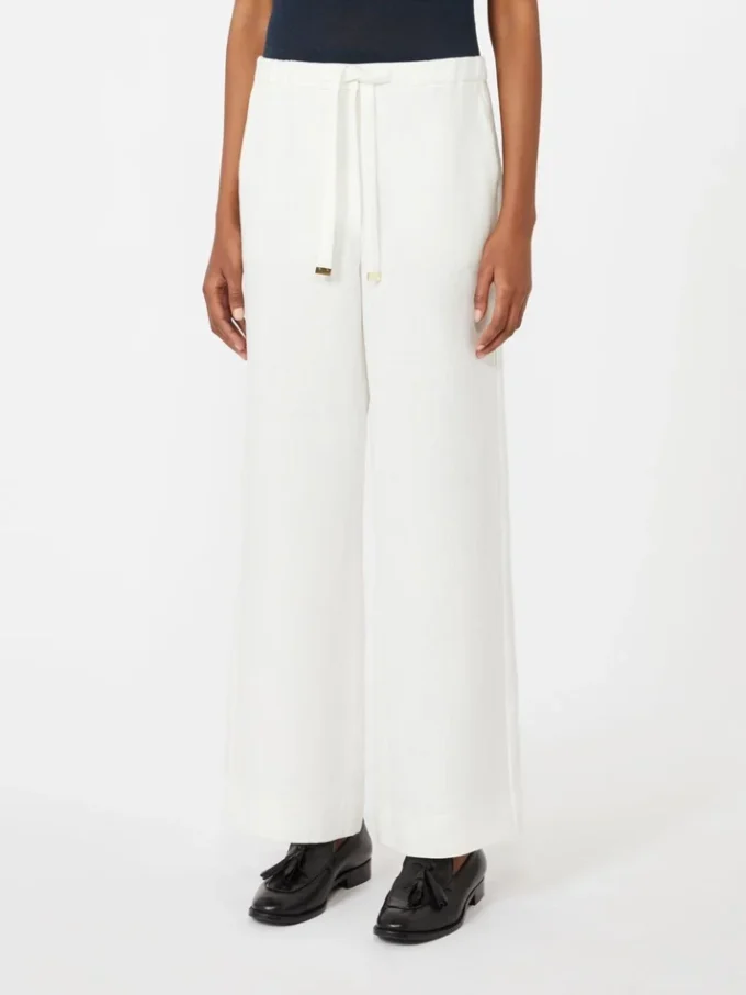 Linen basketweave trousers, white