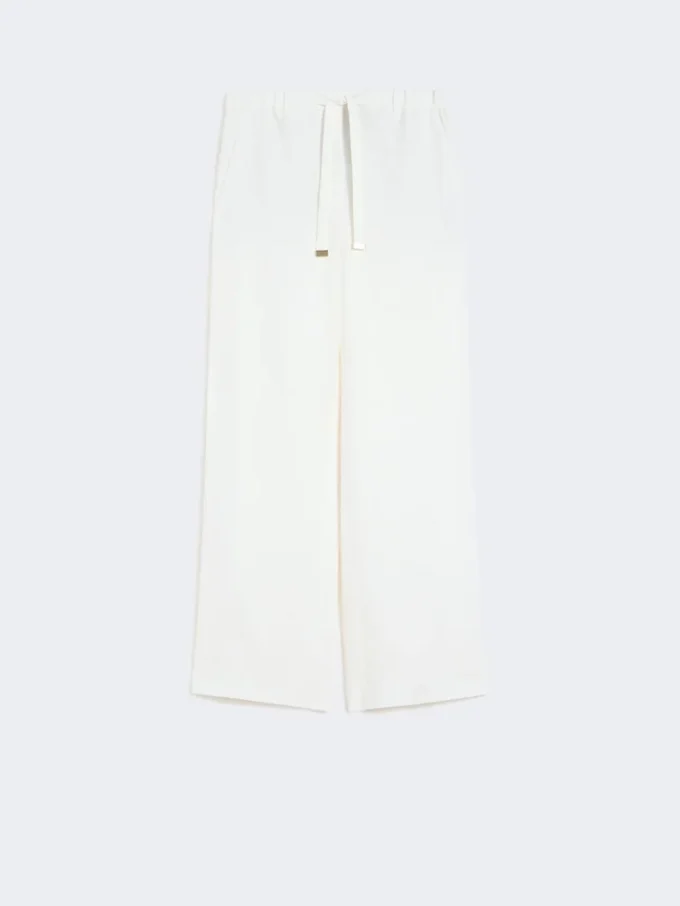 Linen basketweave trousers, white