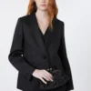 Linen canvas blazer, black