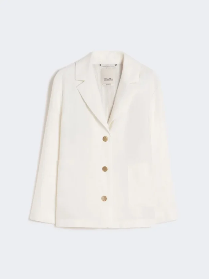 Linen canvas boxy jacket, white