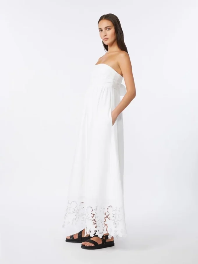 Linen canvas bustier dress, white Linen canvas bustier dress, white