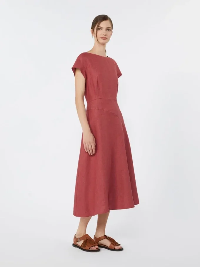 Linen canvas midi dress, cherry Linen canvas midi dress, cherry
