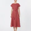 Linen canvas midi dress, cherry Linen canvas midi dress, cherry