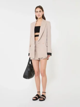 Linen canvas shorts, camel