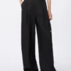 Linen canvas trousers, black