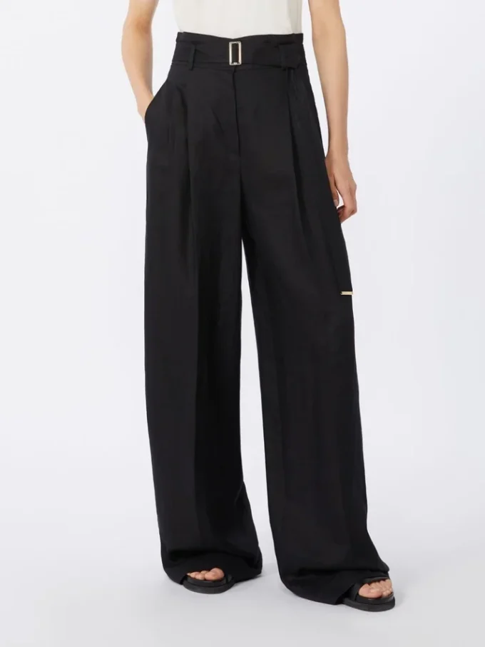 Linen canvas trousers, black