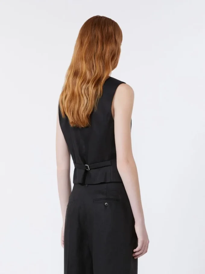 Linen canvas waistcoat, black